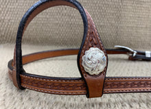 Headstall - HS89 - Basket Antiqued Single Ear w/ Silver Plate