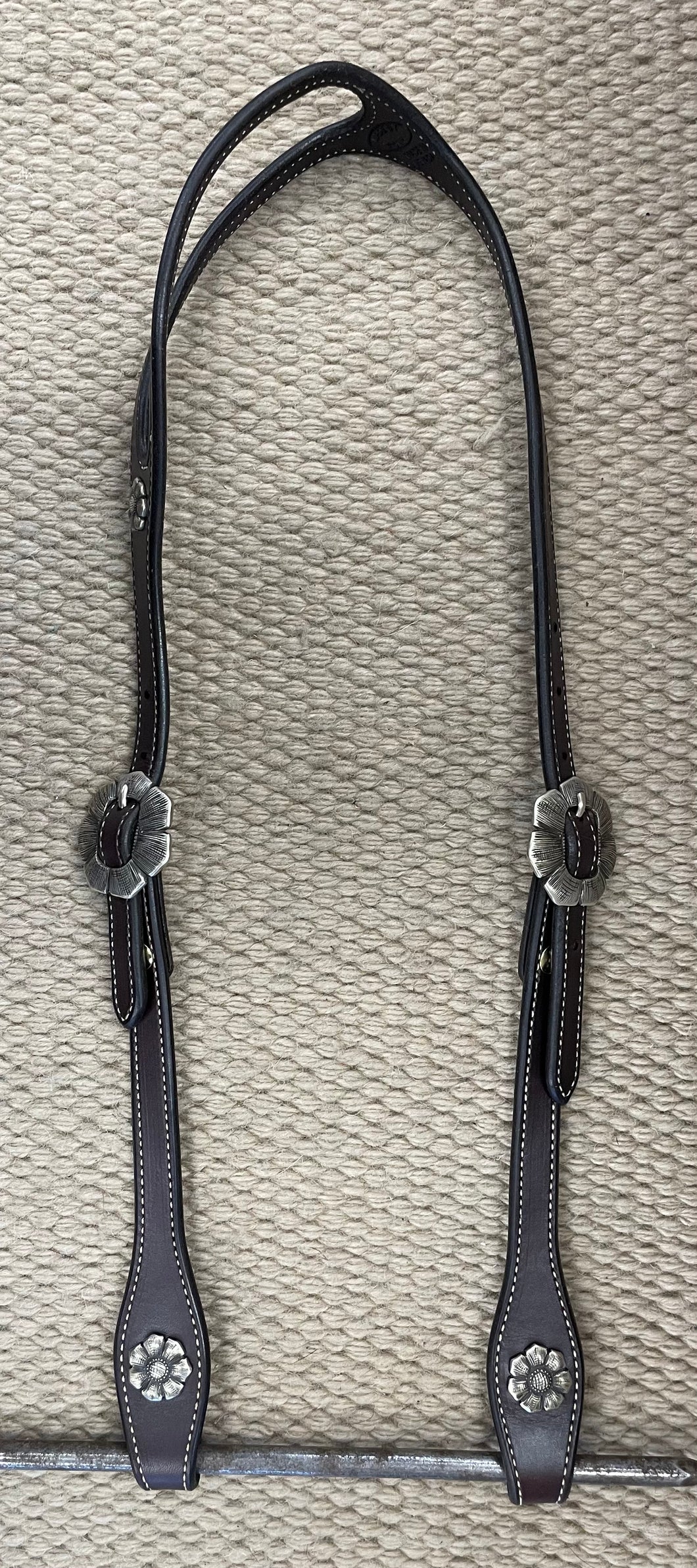 Headstall - HS269 - Tony Pedrini Formed Ear w/ Mincer Silver Dark Brown