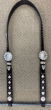 Headstall - HS98 - Plain Brown Split Ear w/ Spotted Pattern and Card Suits