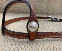 Headstall - HS84 - Basket Antiqued Single Ear w/ Silver Plate