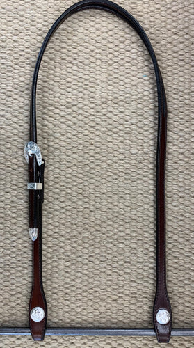 Headstall - HS141 - Plain Brown Split Ear w/ Silver Plate