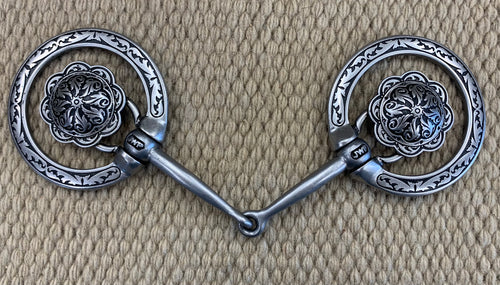 BIT - JW06 - Jeremiah Watt Fancy Ring Snaffle w/ Concho