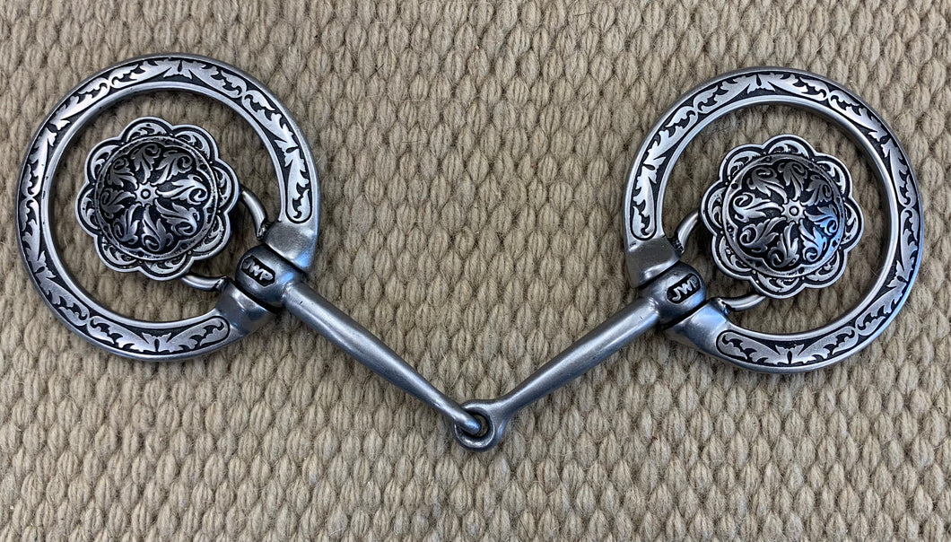 BIT - JW06 - Jeremiah Watt Fancy Ring Snaffle w/ Concho