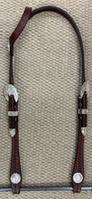 Headstall - HS88 - Basket Brown Single Ear w/ Silver Plate