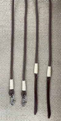 Split Reins - SR51 - 8' Rope and Rawhide Brown