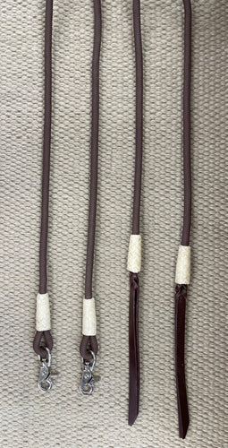 Split Reins - SR51 - 8' Rope and Rawhide Brown
