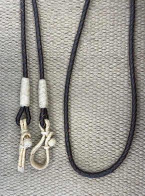 Closed Reins - CR21 - 4 Plait x 8' Leather and Rawhide