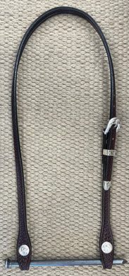 Headstall - HS203 - Basket Brown Split Ear w/ Silver Overlay Trim