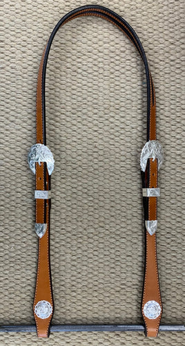 Headstall - HS156 - Plain Medium Oil Split Ear with Silver Plate