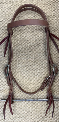Headstall - HS179 - 3/4” Heavy Oiled Browband w/ Latigo Ties