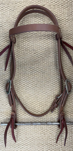 Headstall - HS179 - 3/4” Heavy Oiled Browband w/ Latigo Ties