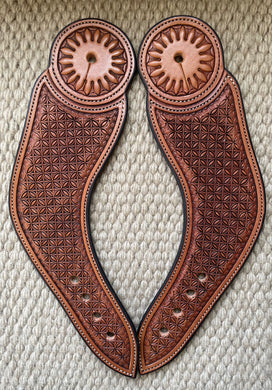 Spur Straps - SPS39 - Toni Pedrini Block Stamped Dove Wings Standard Size Antiqued