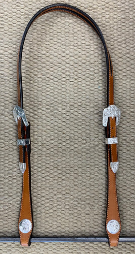 Headstall - HS155 - Plain Medium Oil Split Ear with Silver Plate