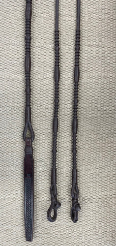 Romal Reins - RR06 - 12 Plait Dark Chocolate Leather 100