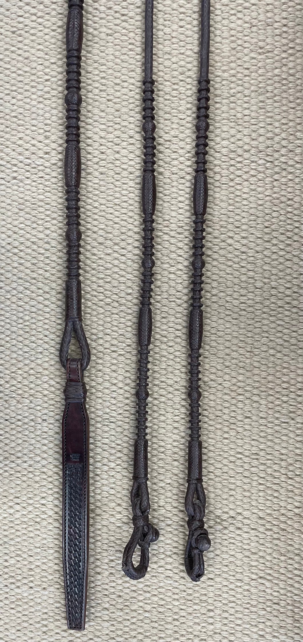 Romal Reins - RR06 - 12 Plait Dark Chocolate Leather 100