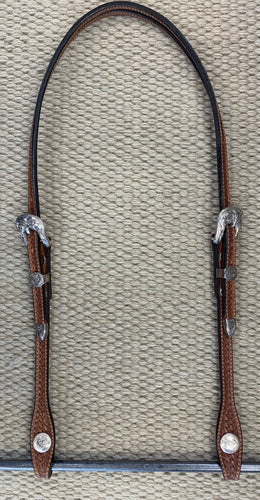 Headstall - HS96 - Basket Antiqued Split Ear w/ Sterling Overlay