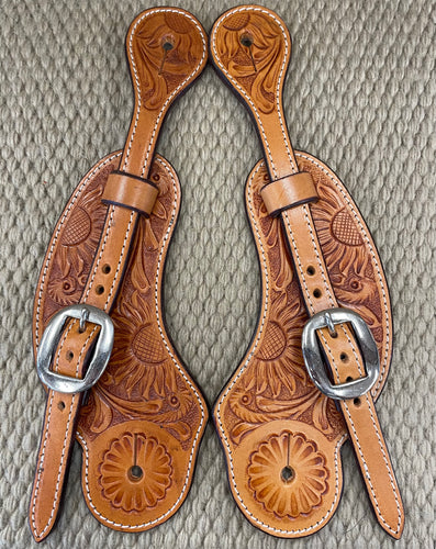 Spur Straps - SPS51 - Light Brown Men' Sunflower Full Floral Cross Over
