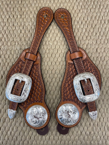 Spur Straps - SPS46 - Men's Large Shaped Basket Brown w/ Spots