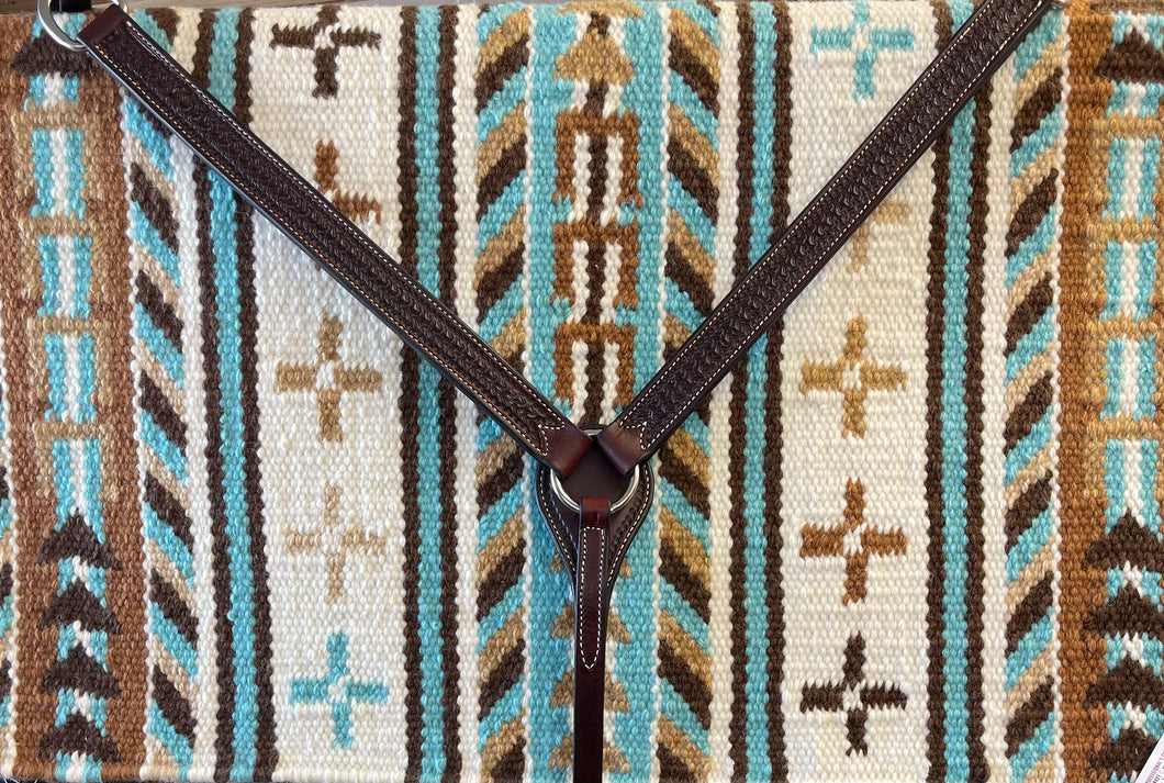 Breast Collar - BC46 - Cowboy Tack Rosewood Spider Stamp Dark Brown Narrow