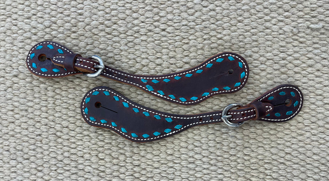 Spur Straps - SPS124 - Cowboy Tack Youth Cowboy Chocolate Harness Leather