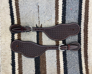 Spur Straps - SPS123 - Cowboy Tack Men's Buckaroo Rosewood Spider Stamp Dark Brown