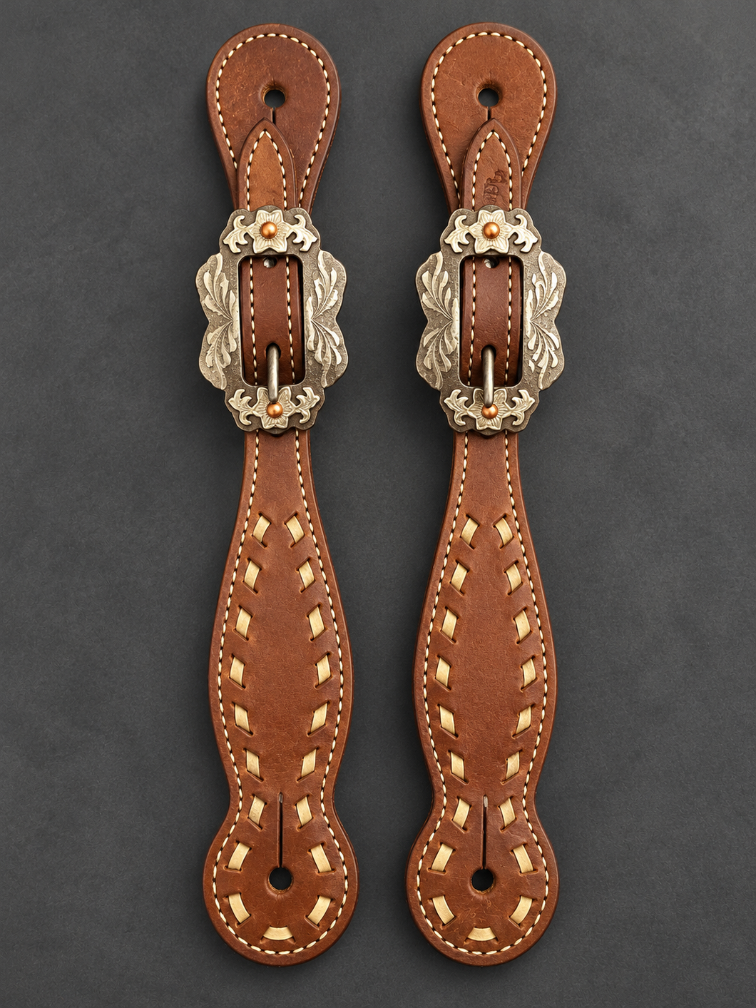 Spur Straps - SPS178 - Buckstitch Oiled Hermann Oak Dusk Collection Ladies