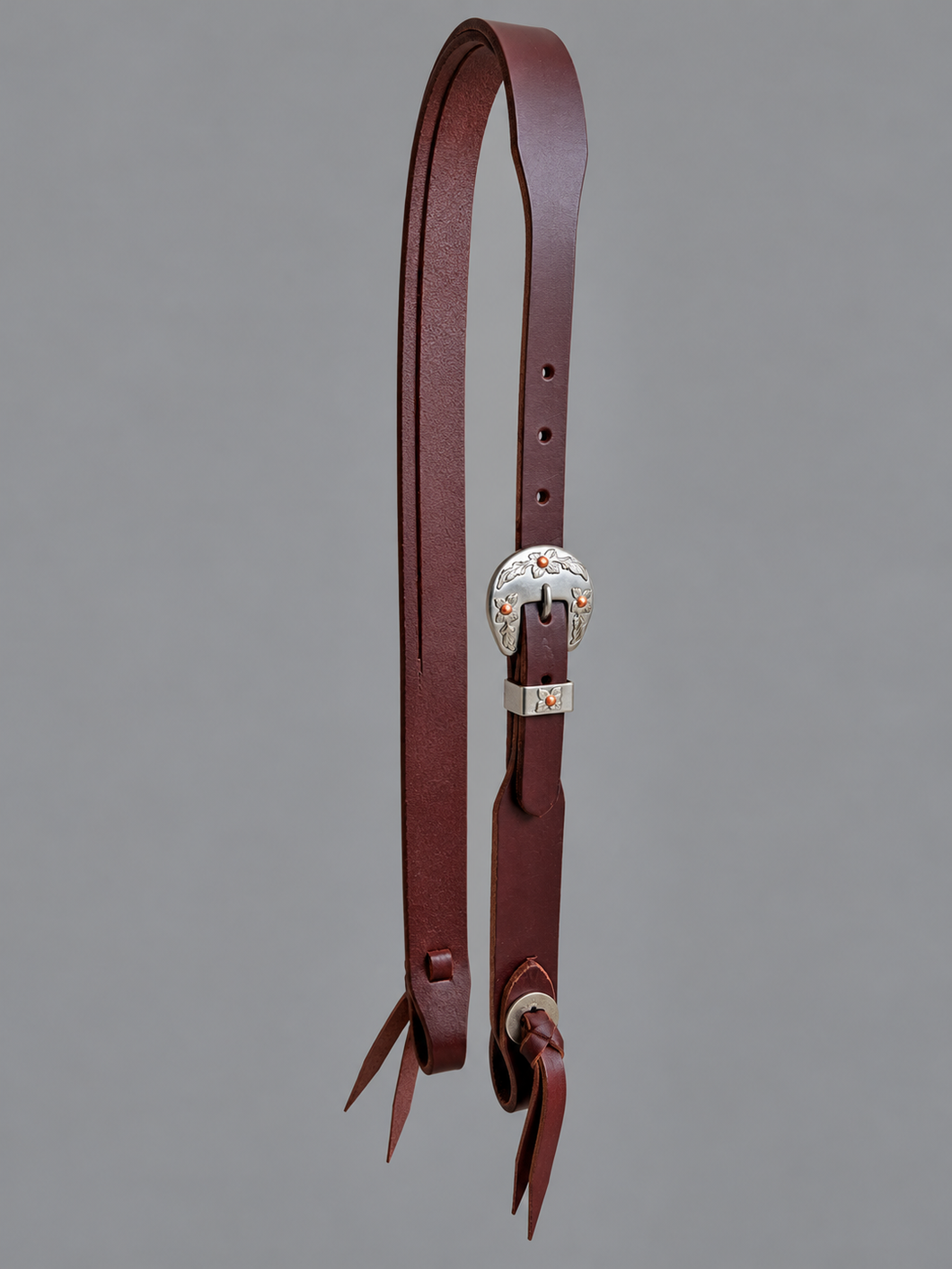 Headstall - HS263 - Latigo Split Ear with Floral Buckle