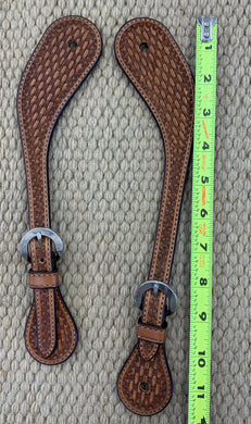 Spur Straps - SPS15 - Men's Small Shaped Basket Antiqued