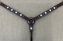 Breast Collar - BC02 - Basket Brown w/ Three Spots Pattern and Square Conchos