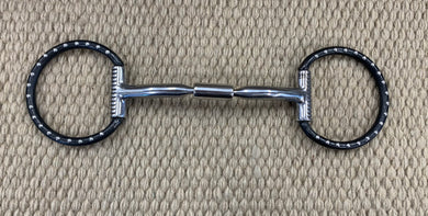 BIT - MB29 - Myler D-Ring Sweet Iron Comfort Snaffle Wide Barrel Black w/ Dots