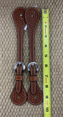 Spur Straps - SPS05 - Ladies Small Straight Basket Antiqued
