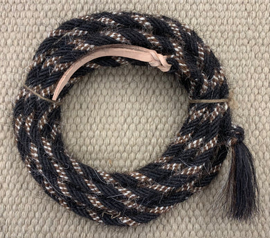 Mecate - MEC87 - 3/8” x22' 6 Strand Mane Hair Black, Brown and Natural