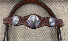 Headstall - HS43 - Basket Antiqued w/ Rawhide Loops