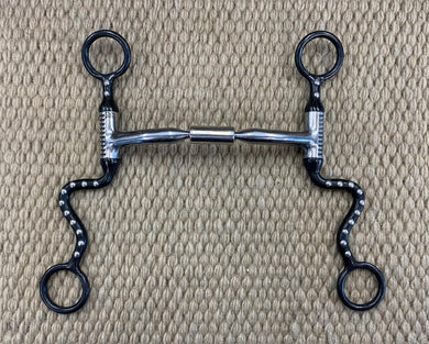 BIT - MB20 - Myler Seven Shank Sweet Iron Comfort Snaffle Wide Barrel Black w/ Dots