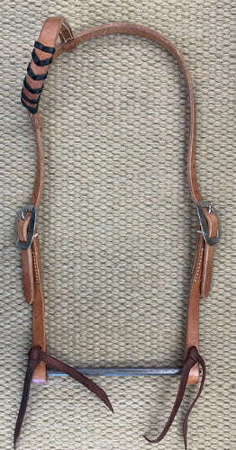 Headstall - HS33 - Light Brown w/ Black Lace and Leather Ties