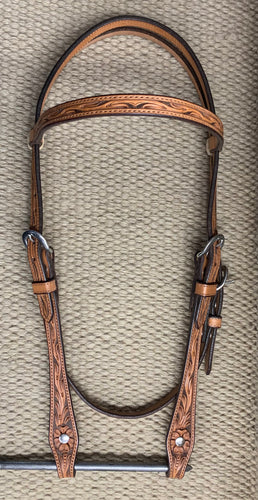 Headstall - HS13 - Floral Light Brown