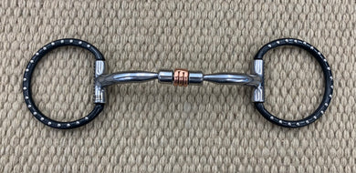 BIT - MB03 - Myler D-Ring Sweet Iron Comfort Snaffle Black w/ Dots