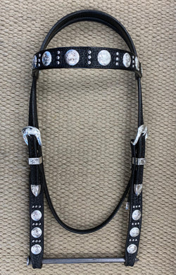 Headstall - HS03 - Basket Black w/ Spots Pattern