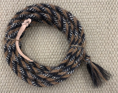 Mecate - MEC81 - 3/8” x22' 6 Strand Mane Hair Brown, Black and White