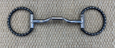 BIT - MB09 - Myler D-Ring Sweet Iron Low Port Comfort Snaffle Black w/ Dots