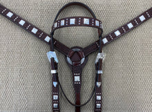 Breast Collar - BC02 - Basket Brown w/ Three Spots Pattern and Square Conchos